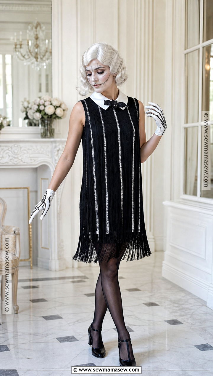 1920s Jack Skellington Costume With Fringe Dress - 30 Jack Skellington Costume Ideas for Women