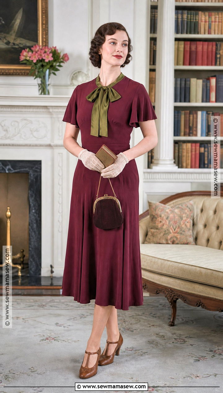 1930s Tea Dress Green Ribbon Costume - 30 Girl With The Green Ribbon Costume Ideas