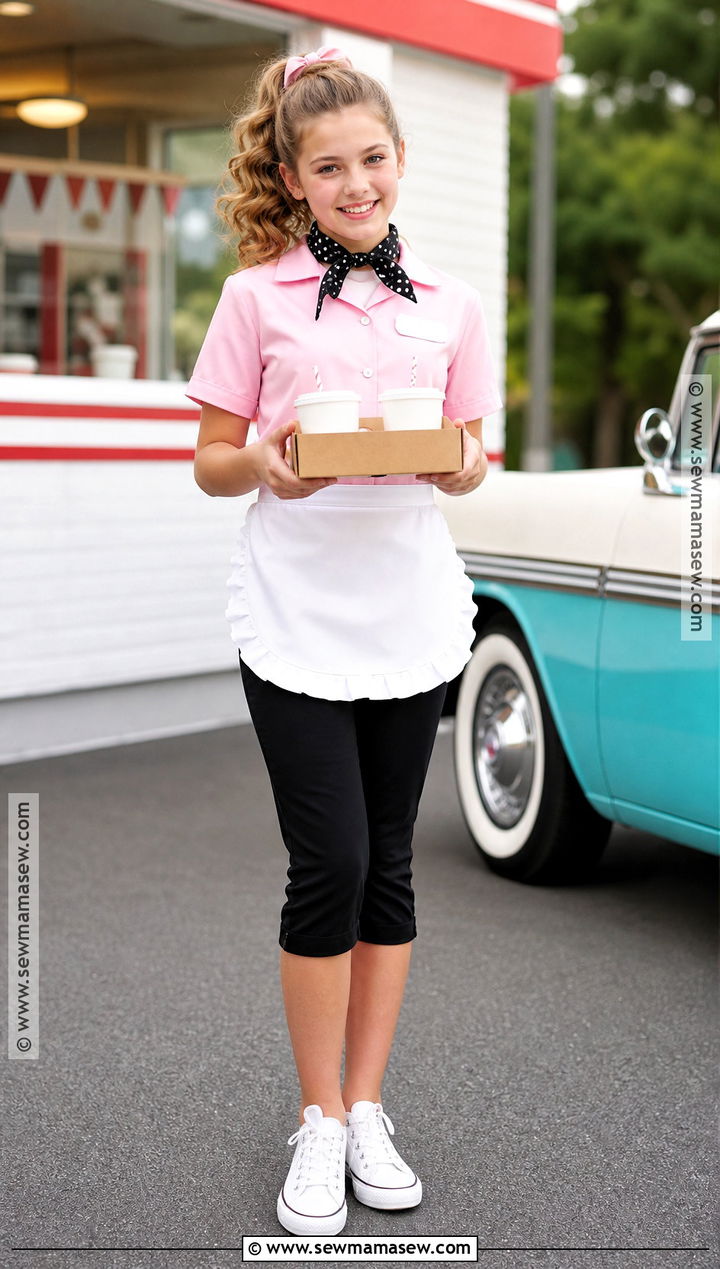 1950s Carhop Server Costume - 30 50S Dress Up Day At School Ideas