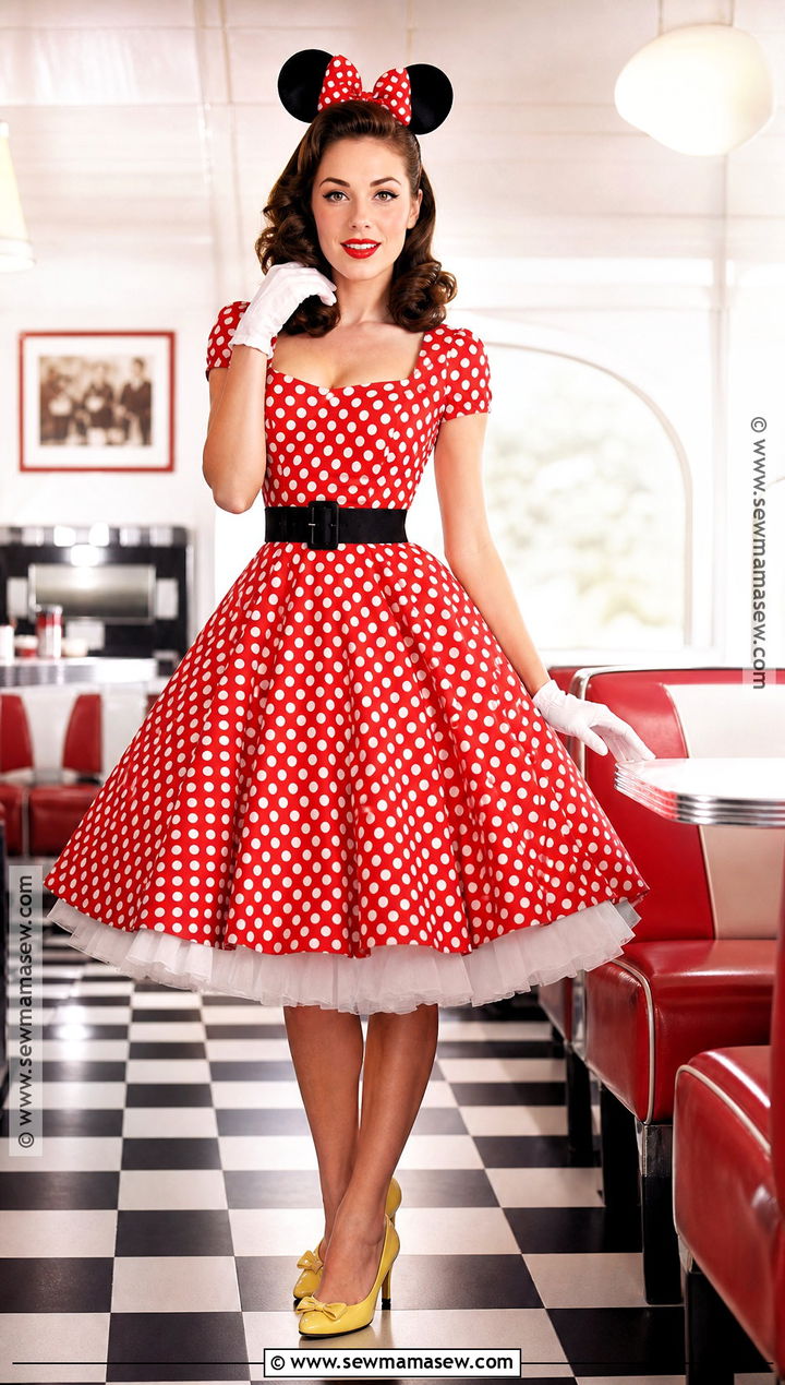 1950s Minnie Mouse Costume With Swing Dress - 30 minnie mouse costume ideas for women