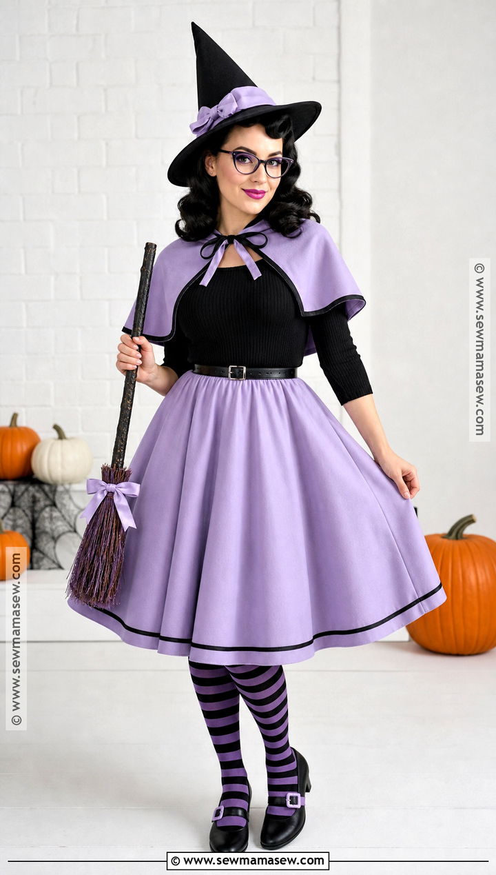 1950s Pastel Witch Costume With Circle Skirt - 30 retro halloween costumes