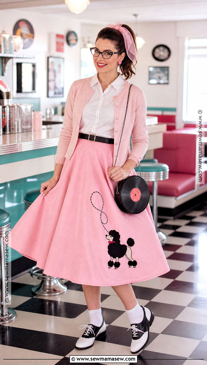 1950s Poodle Skirt Costume With Cardigan - 40 good halloween costumes
