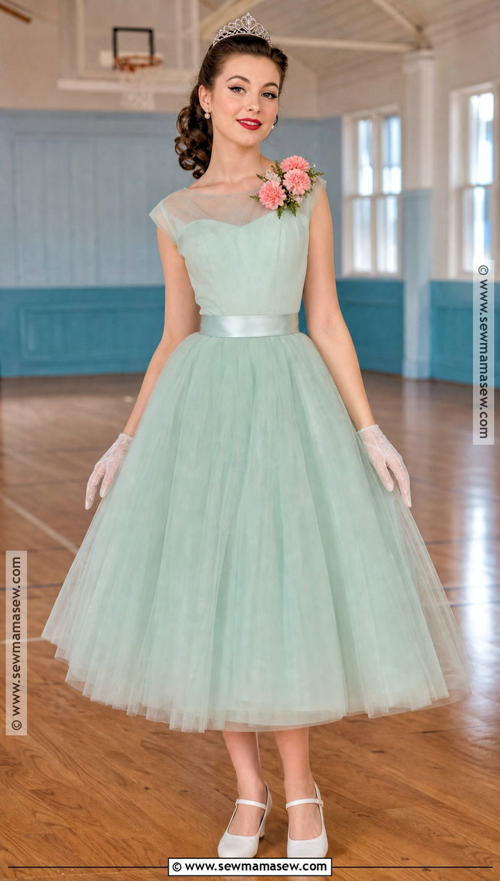 1950s Prom Queen Costume With Tulle Dress - 35 prom queen halloween costume ideas