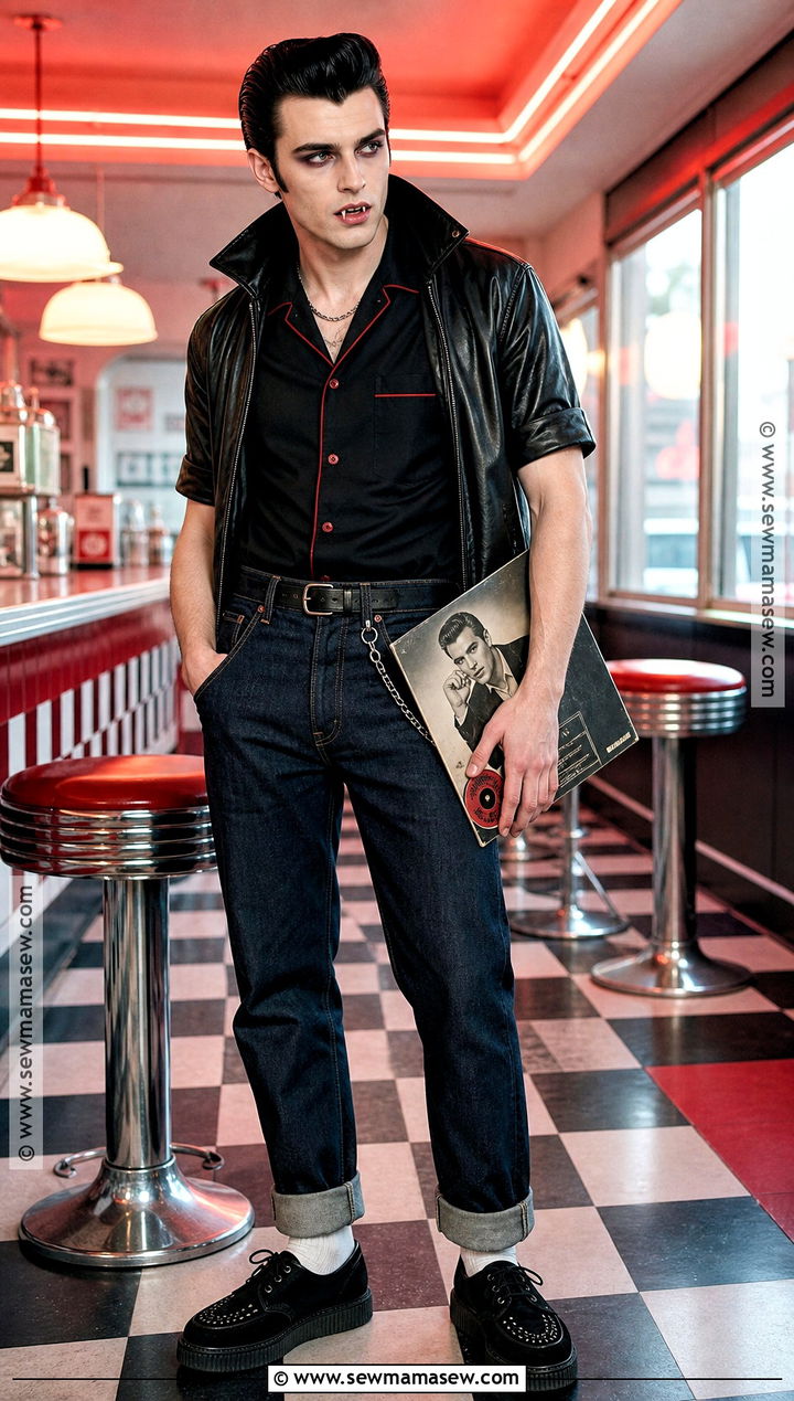 1950s Rockabilly Vampire Costume - 30 Vampire Halloween Costume Ideas for Men