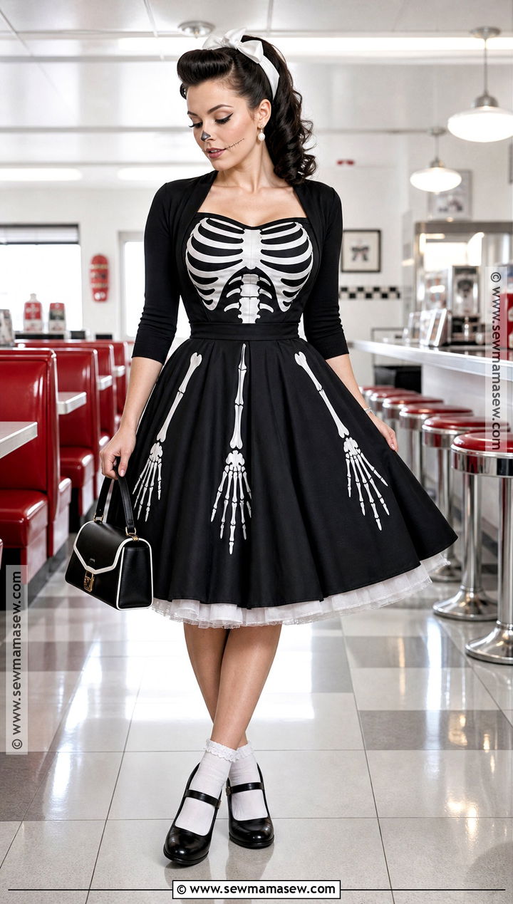1950s Skeleton Dress Costume - 35 skeleton dress ideas