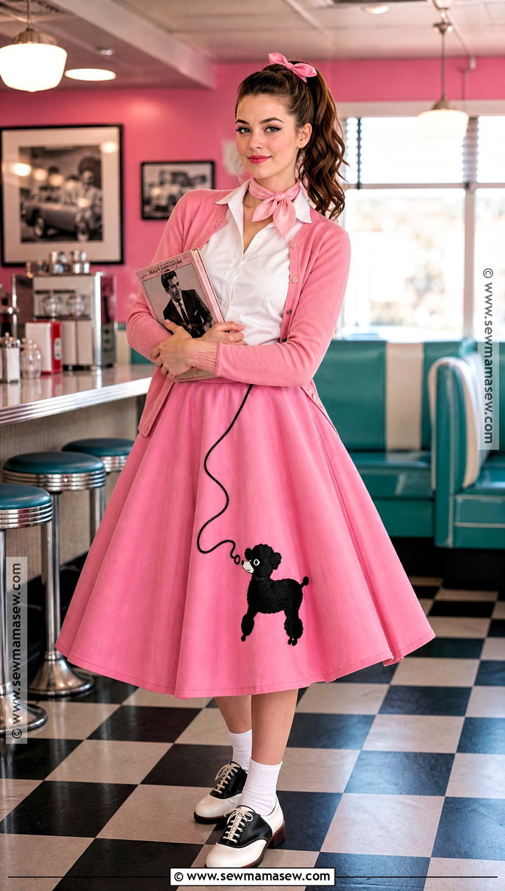 1950s Sock Hop Costume With Poodle Skirt - 45 easy last minute halloween costumes