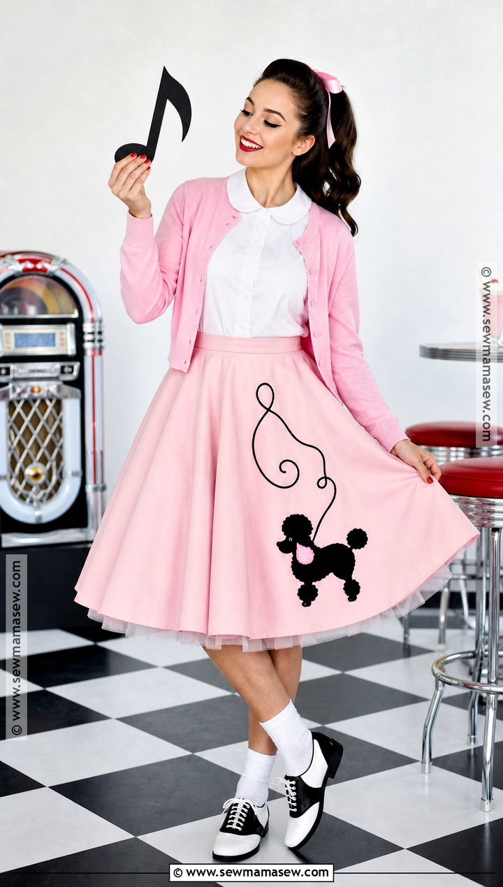 1950s Sock Hop Costume With Poodle Skirt - 50 simple halloween costumes