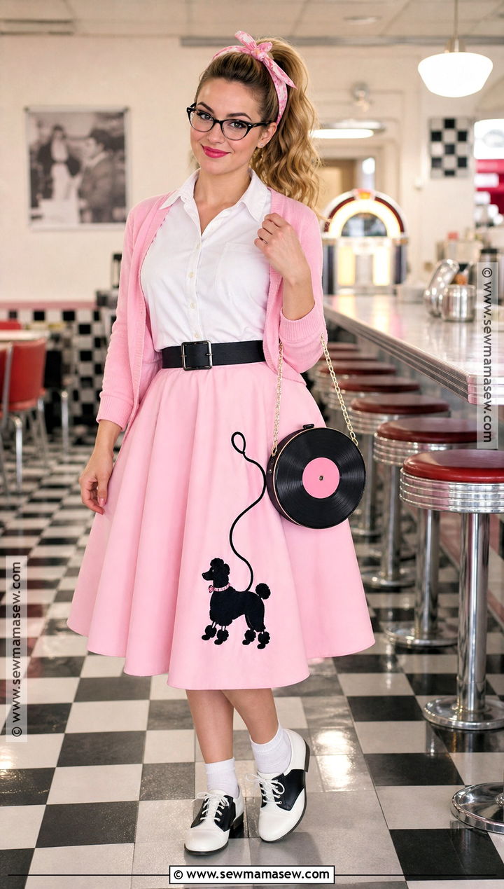1950s Sock Hop Costume With Poodle Skirt - 35 Halloween Costume Solo Ideas