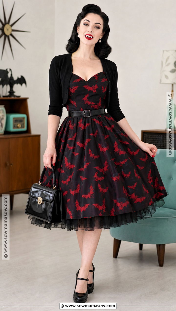 1950s Vampire Costume With Swing Dress - 35 vampire costume ideas
