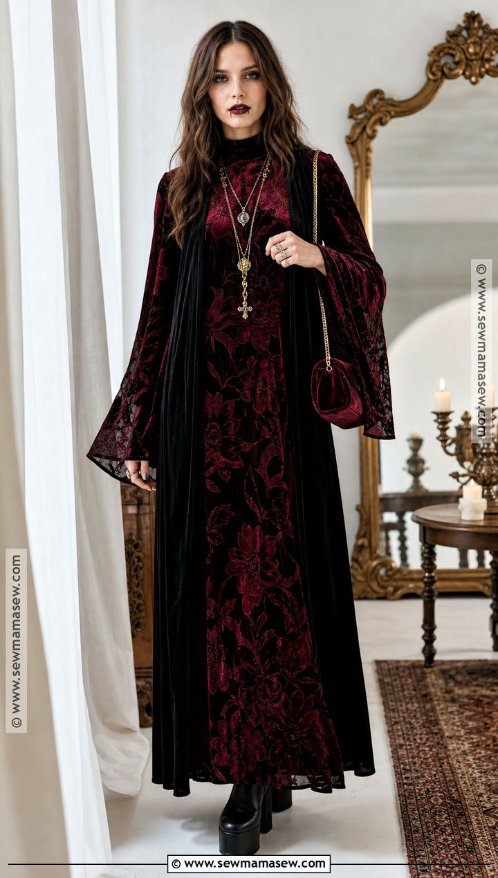 1970s Vampire Maxi Dress - 45 vampire dress ideas
