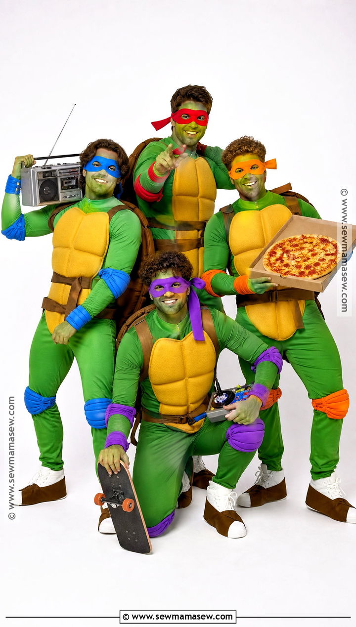 1980s Cartoon Ninja Turtles Group Costume - 30 ninja turtles halloween costumes