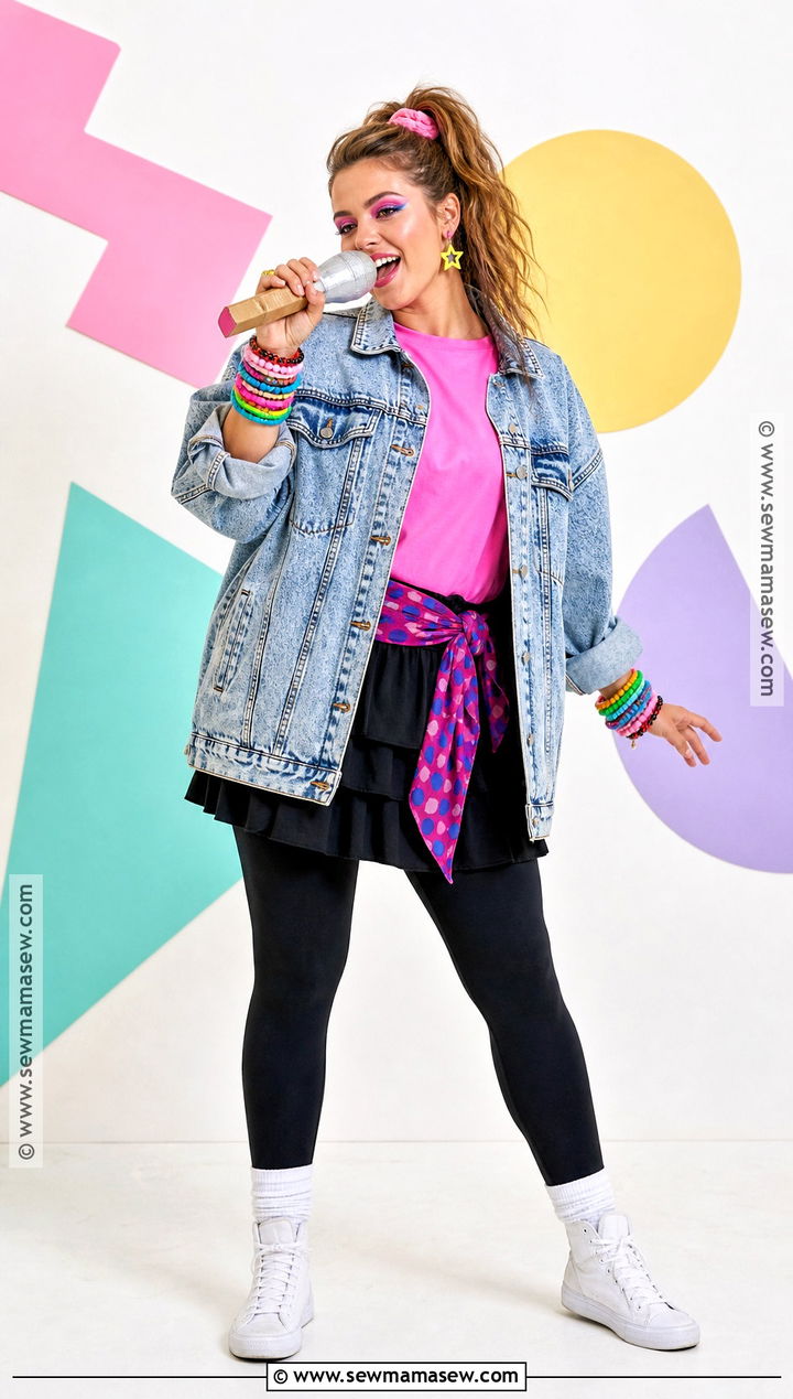 1980s Pop Star Costume With Denim Jacket - 50 simple halloween costumes
