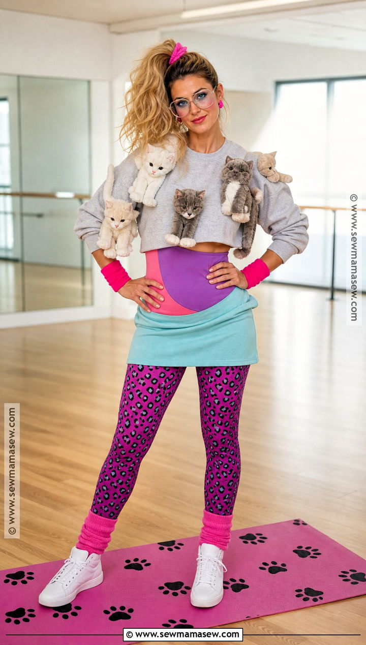1980s Workout Crazy Cat Lady Costume - 35 crazy cat lady costume ideas