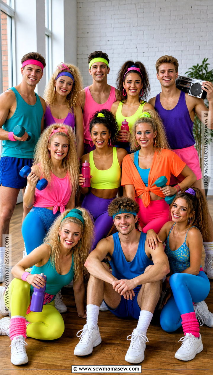 1980s Workout Group Halloween Costume - 30 group halloween costumes for 10 people