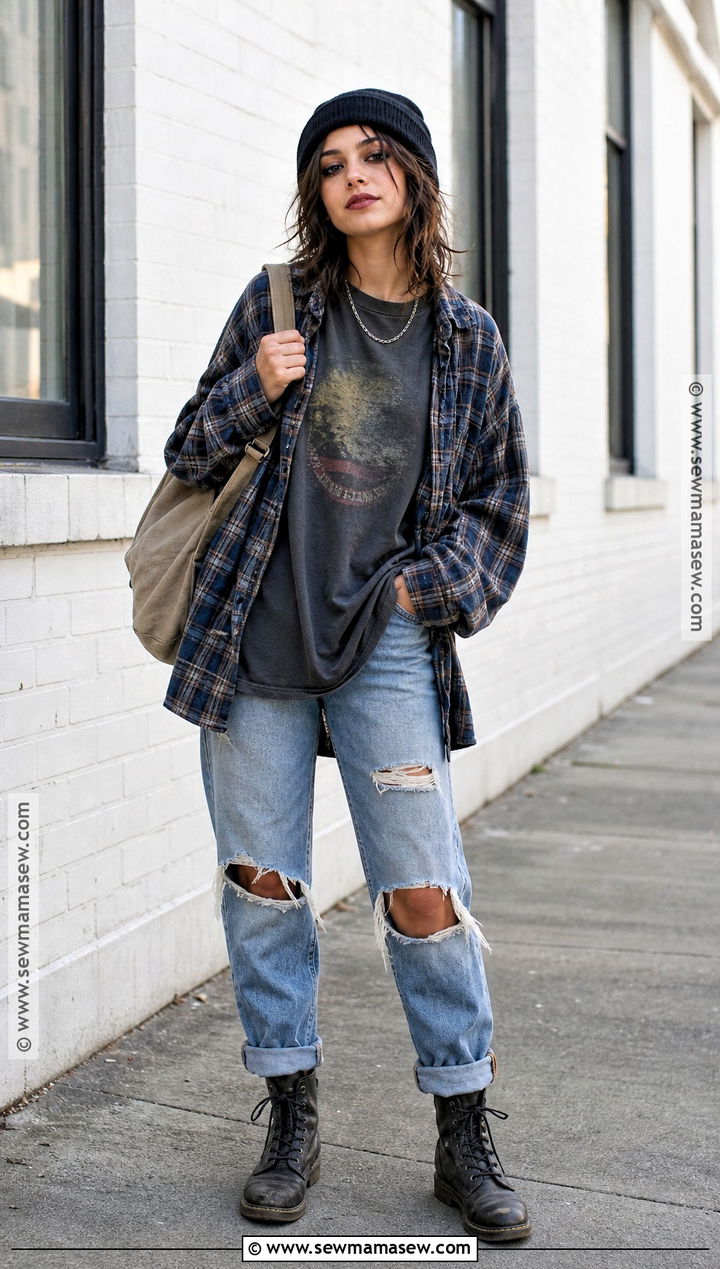 1990s Grunge Costume With Flannel Shirt - 45 easy last minute halloween costumes