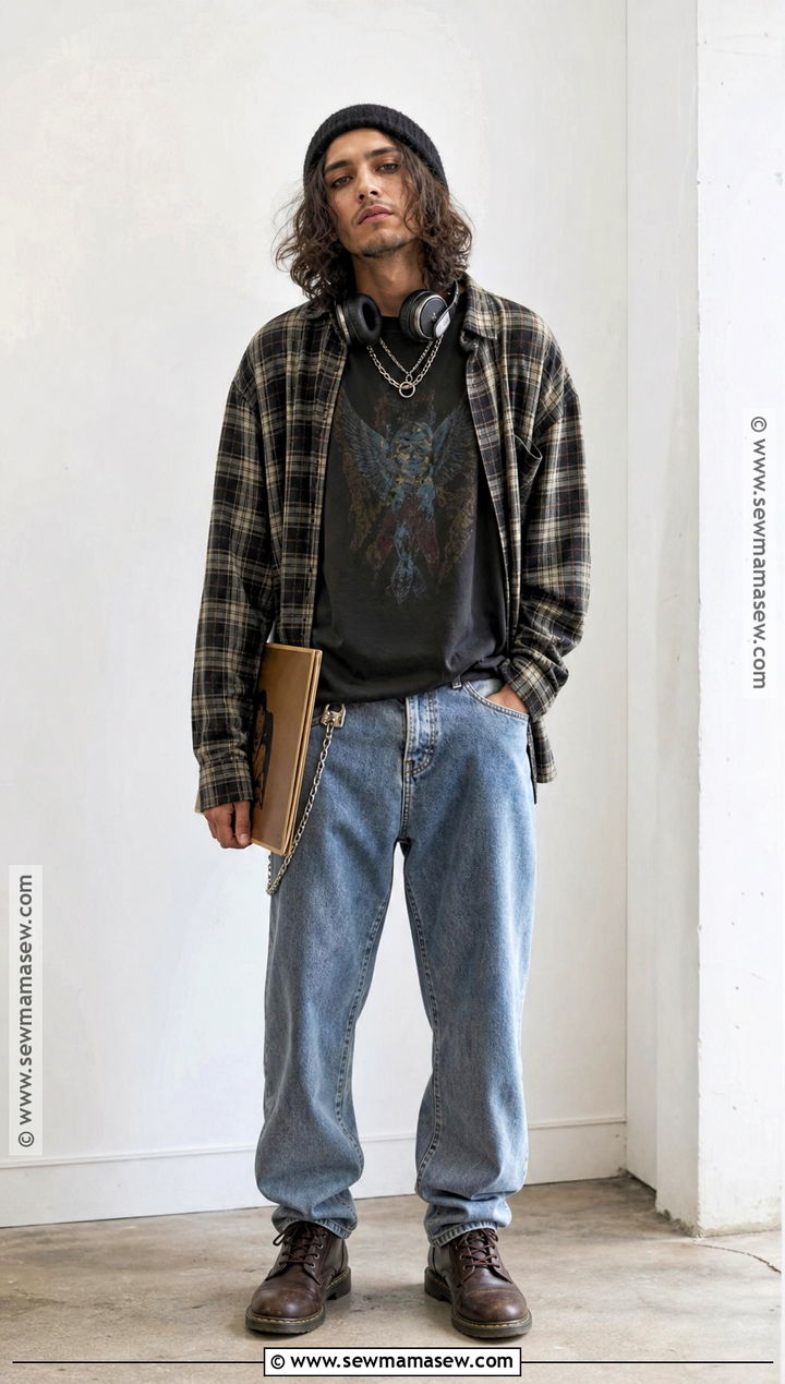 1990s Grunge Costume With Flannel Shirt - 45 mens halloween costumes