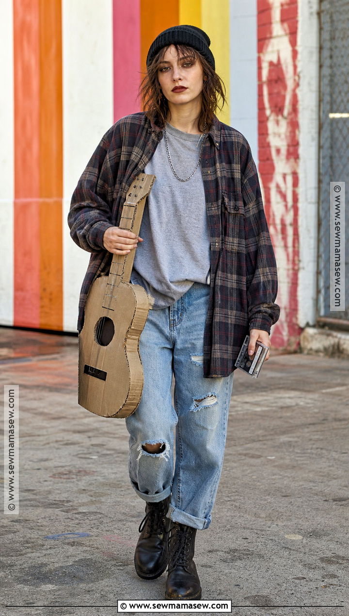 1990s Grunge Costume With Plaid Shirt - 30 Grown Ups Costume Ideas