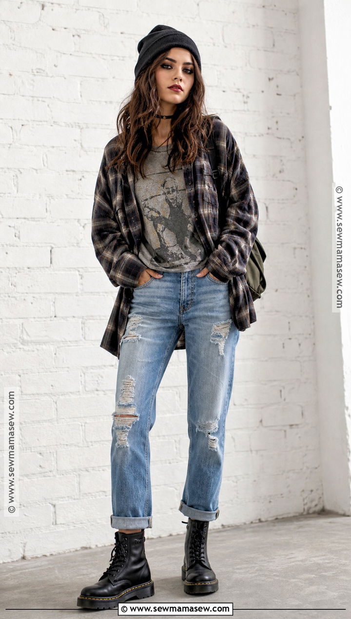 1990s Grunge Costume With Plaid Shirt - 50 halloween costumes for women