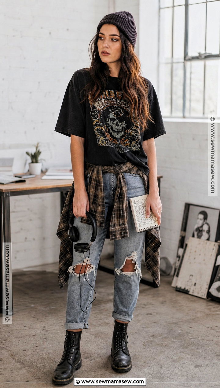 1990s Grunge Costume With Plaid Shirt - 35 Halloween Costumes Women Easy