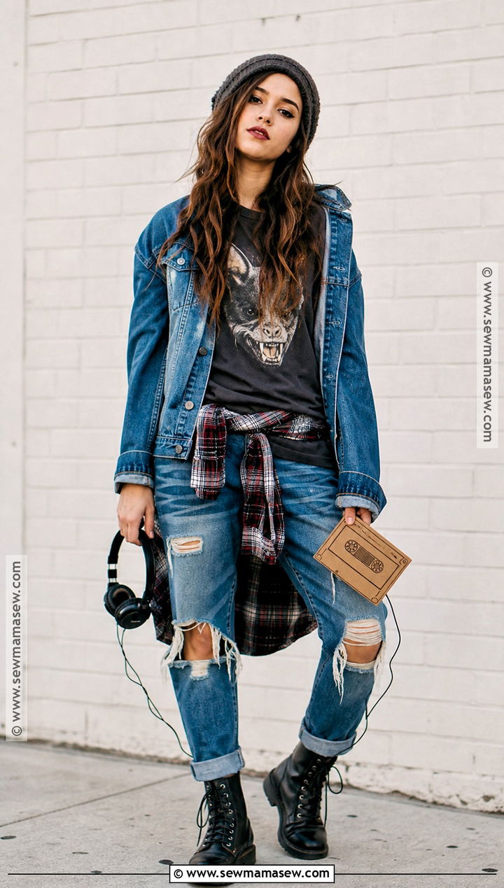 1990s Grunge Costume With Plaid Shirt - 35 quick easy halloween costumes for women