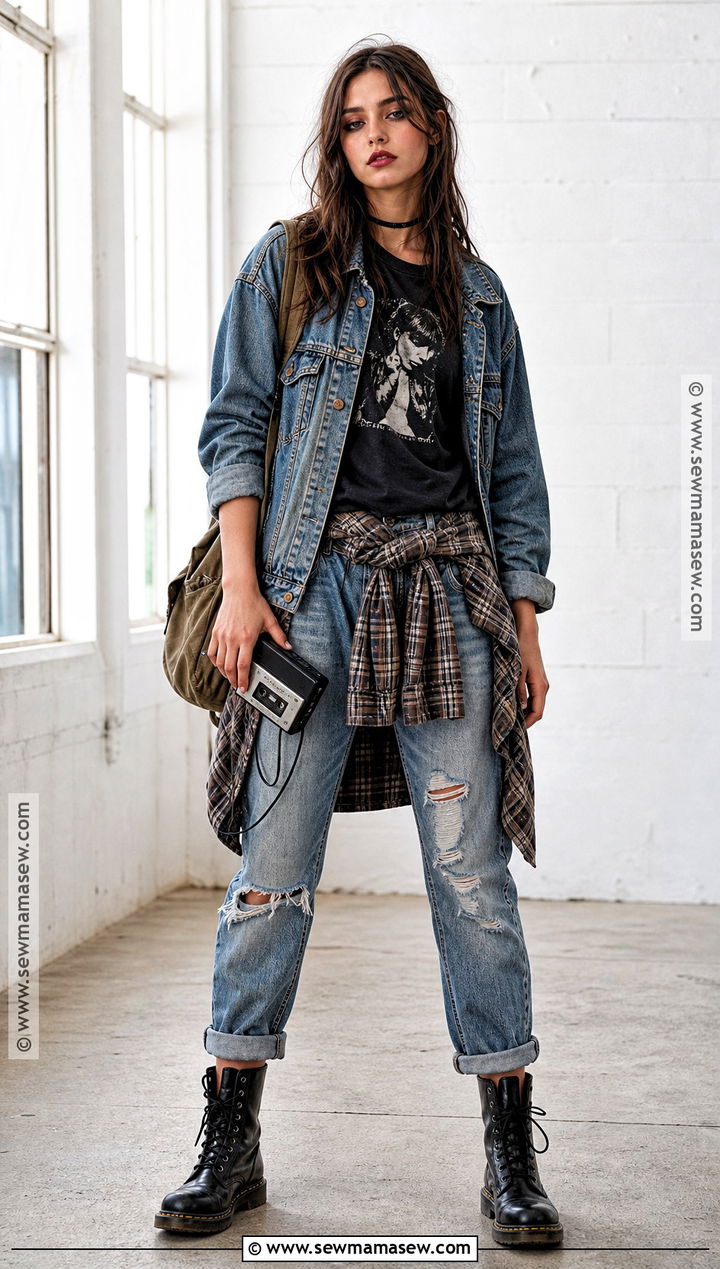 1990s Grunge Costume With Plaid Shirt - 35 woman halloween costumes