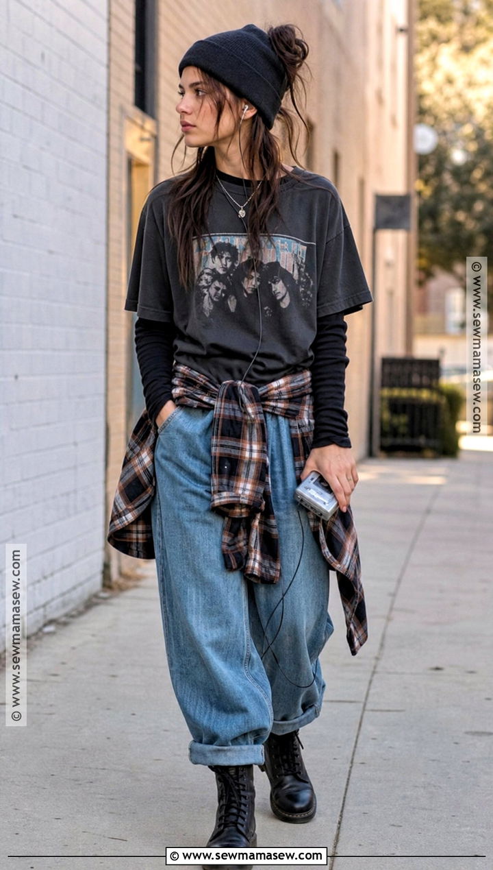 1990s Grunge Costume With Plaid Shirt - 40 Modest Halloween Costumes