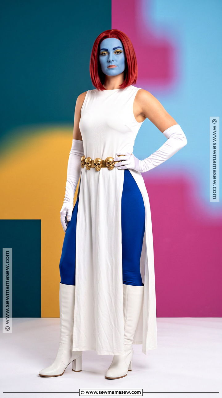1990s Mystique Costume With White Maxi Dress - 35 mystique costume ideas