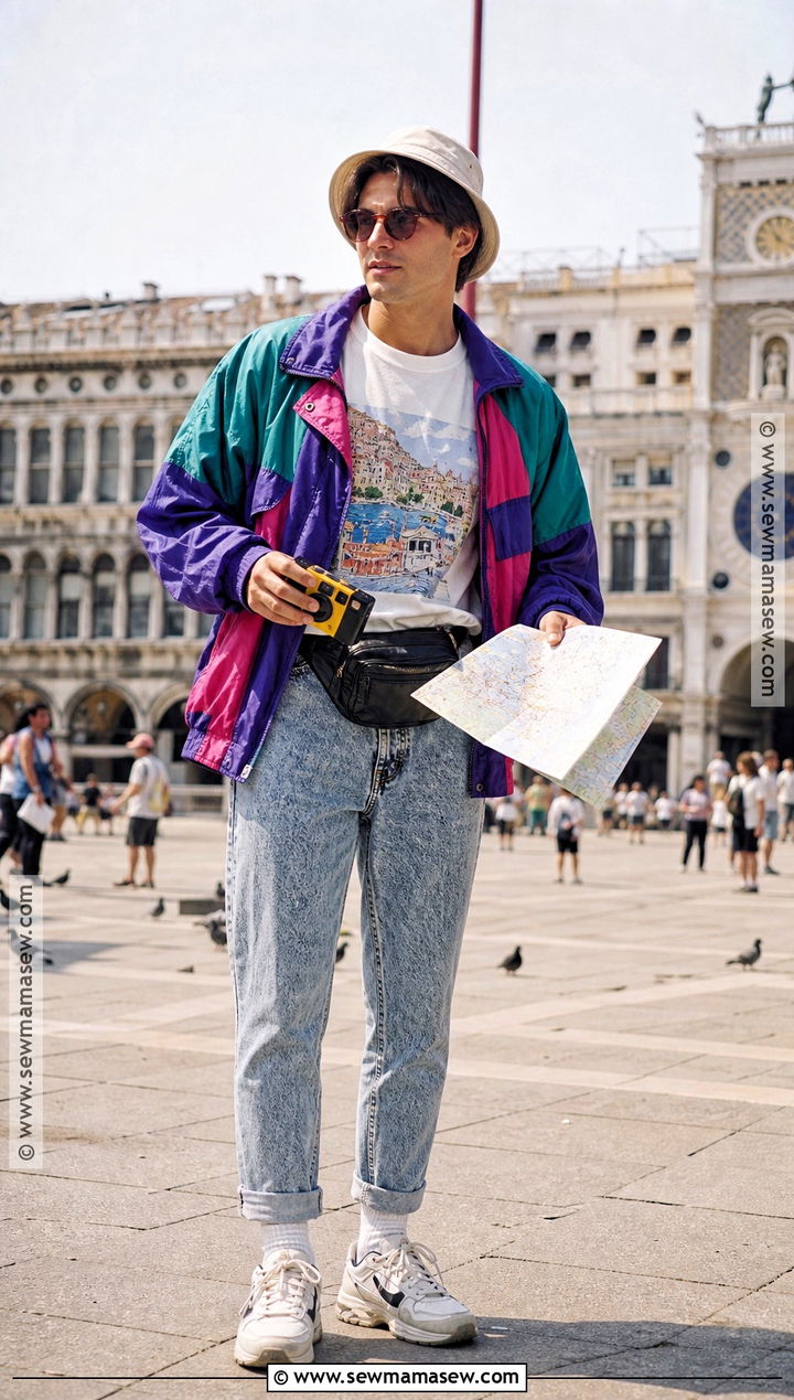 1990s Tourist Costume With Colorful Windbreaker - 40 halloween costumes for men