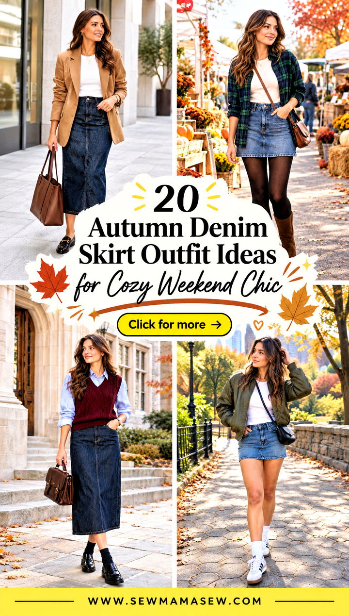 20 Autumn Denim Skirt Outfit Ideas for Cozy Weekend Chic - 20 Autumn Denim Skirt Outfit Ideas for Cozy Weekend Chic