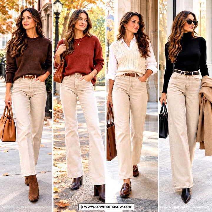 20 Beige Jeans Outfit Fall Looks for Cozy Neutral Styling