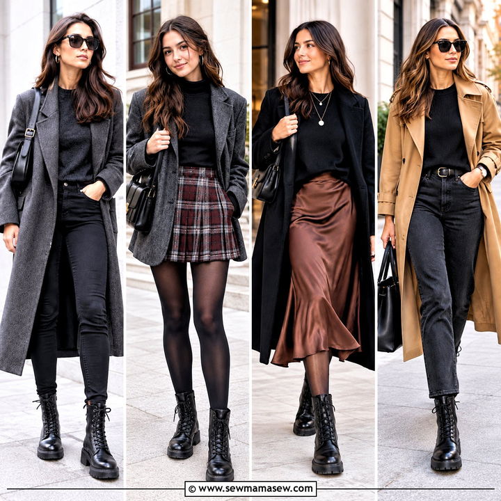 20 Black Combat Boots Outfit Fall Ideas for Edgy Daily Style