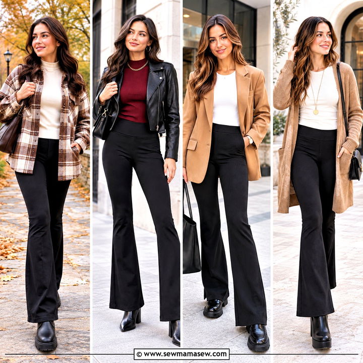 20 Black Flare Leggings Outfit Fall Looks for Easy Style