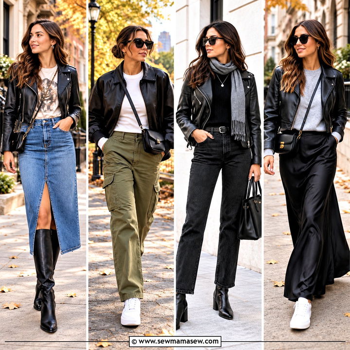 20 Black Leather Jacket Outfit Fall Ideas for Edgy Style
