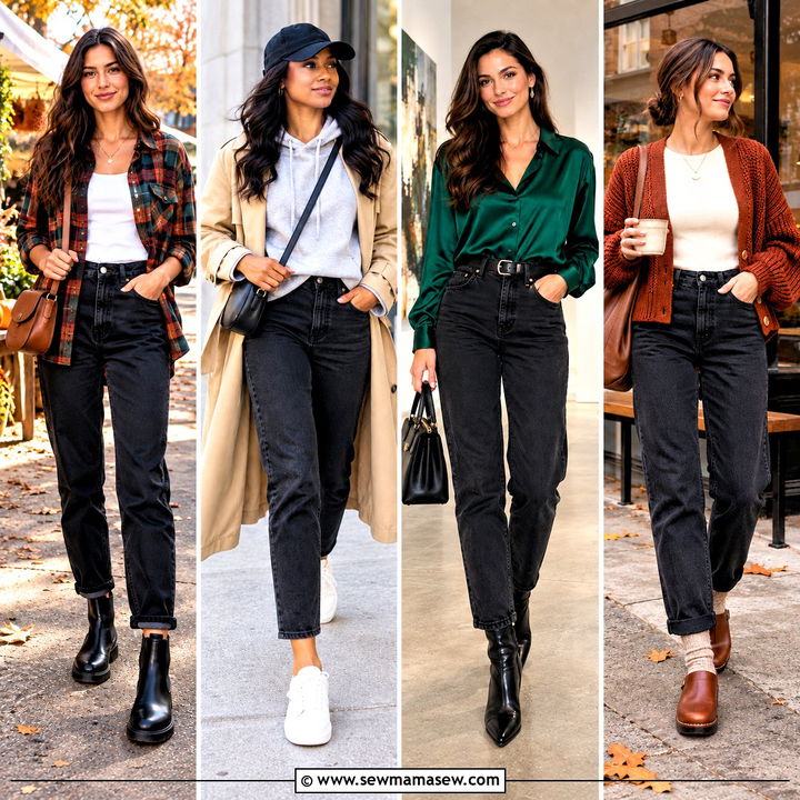 20 Black Mom Jeans Outfit Fall Looks for Relaxed Weekends