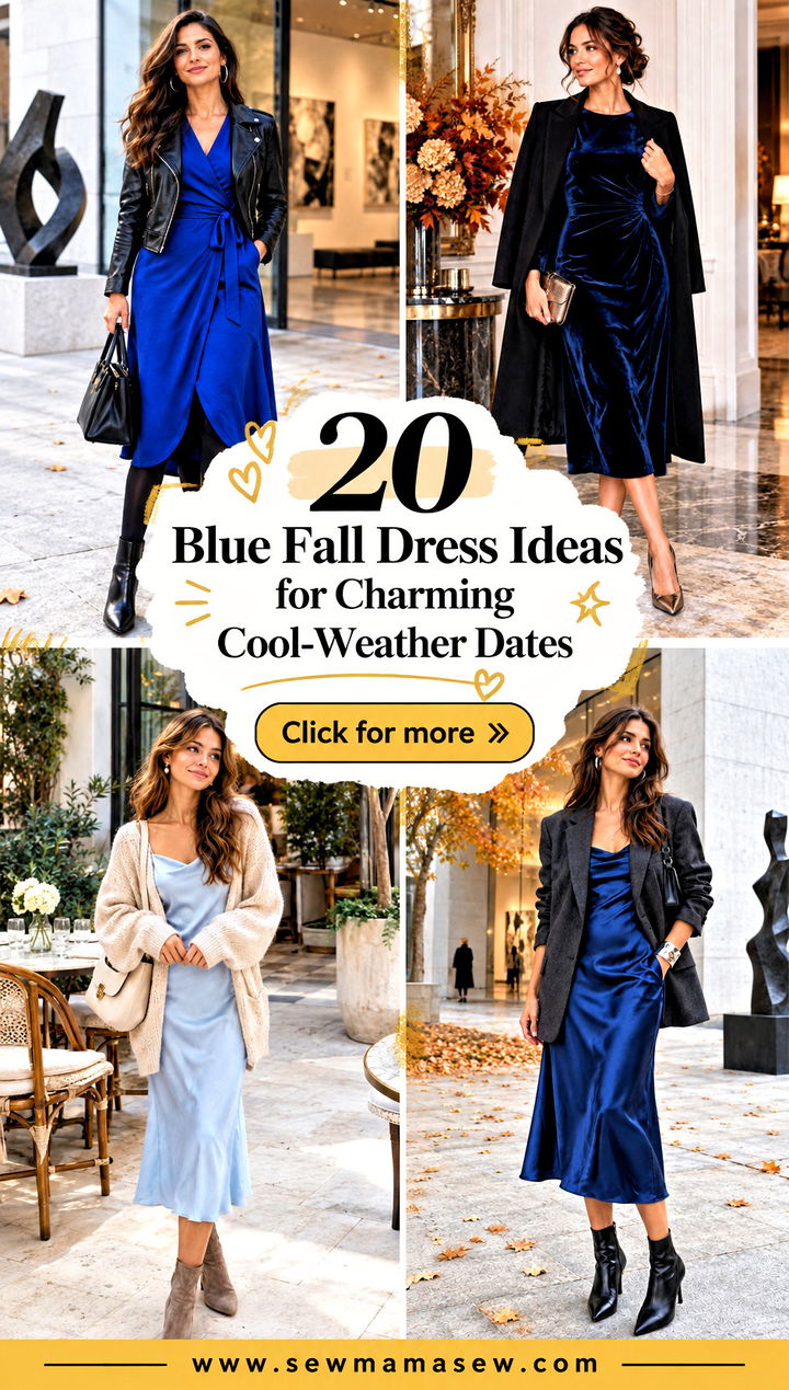 20 Blue Fall Dress Ideas for Charming Cool-Weather Dates - 20 Blue Fall Dress Ideas for Charming Cool-Weather Dates