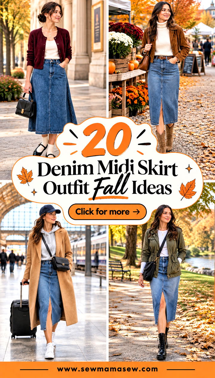 20 Denim Midi Skirt Outfit Fall Ideas for Chic Daily Wear - 20 Denim Midi Skirt Outfit Fall Ideas for Chic Daily Wear
