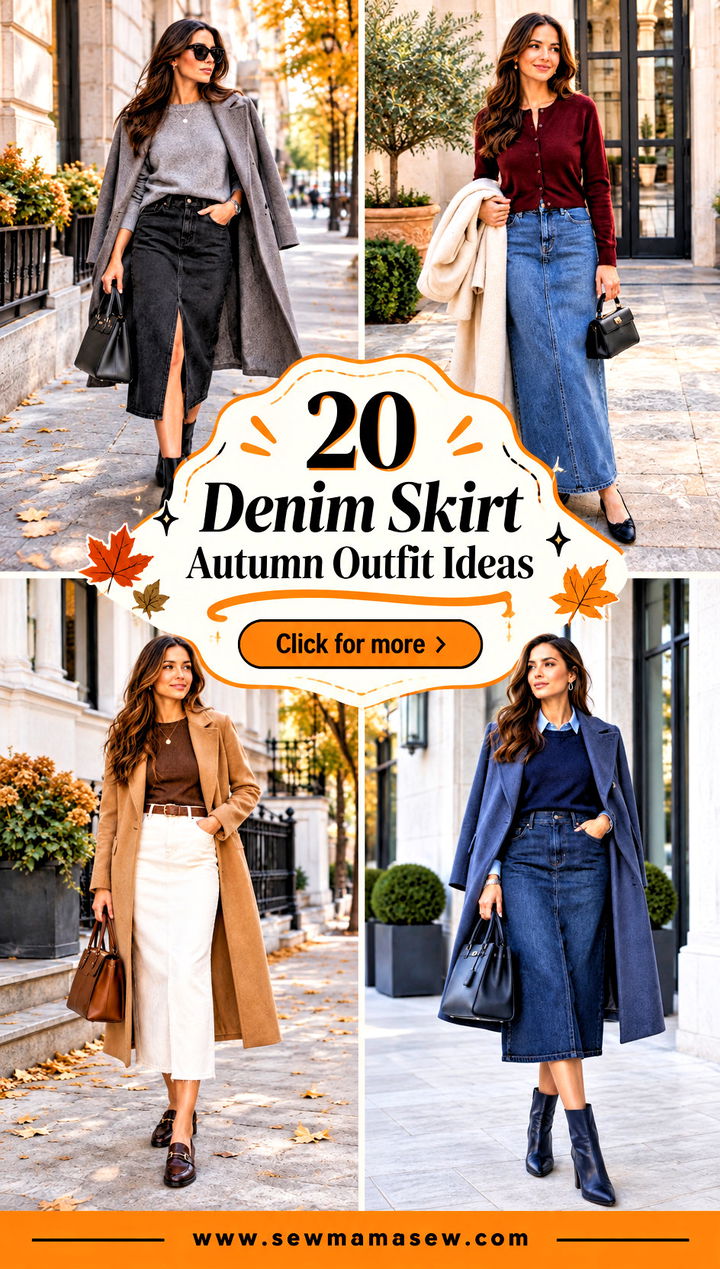 20 Denim Skirt Autumn Outfit Ideas for Cozy Weekend Looks - 20 Denim Skirt Autumn Outfit Ideas for Cozy Weekend Looks