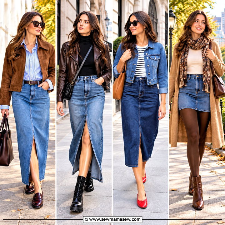 20 Denim Skirt Outfit Autumn Ideas for Chic City Strolls