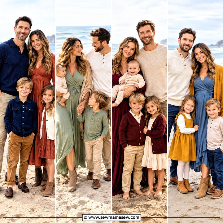 20 Fall Beach Family Photos Outfits for Warm, Lovely Memories