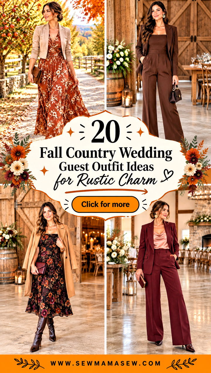 20 Fall Country Wedding Guest Outfit Ideas for Rustic Charm - 20 Fall Country Wedding Guest Outfit Ideas for Rustic Charm