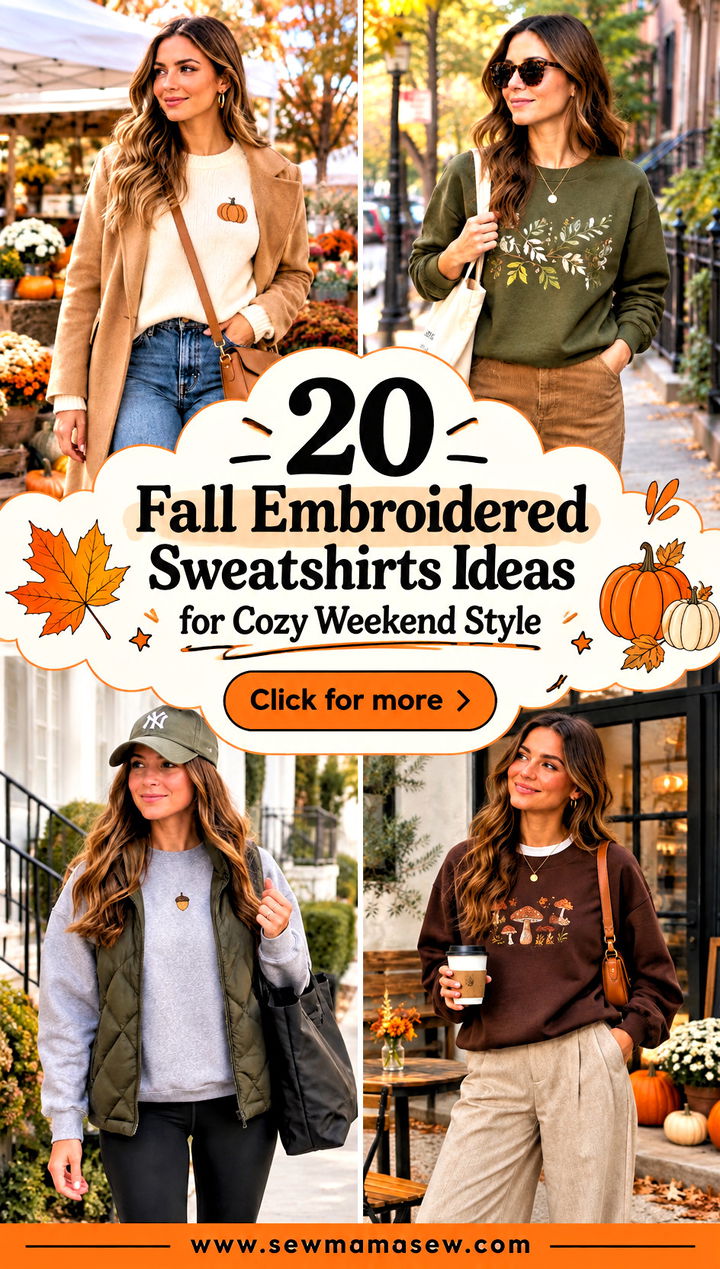 20 Fall Embroidered Sweatshirts Ideas for Cozy Weekend Style - 20 Fall Embroidered Sweatshirts Ideas for Cozy Weekend Style