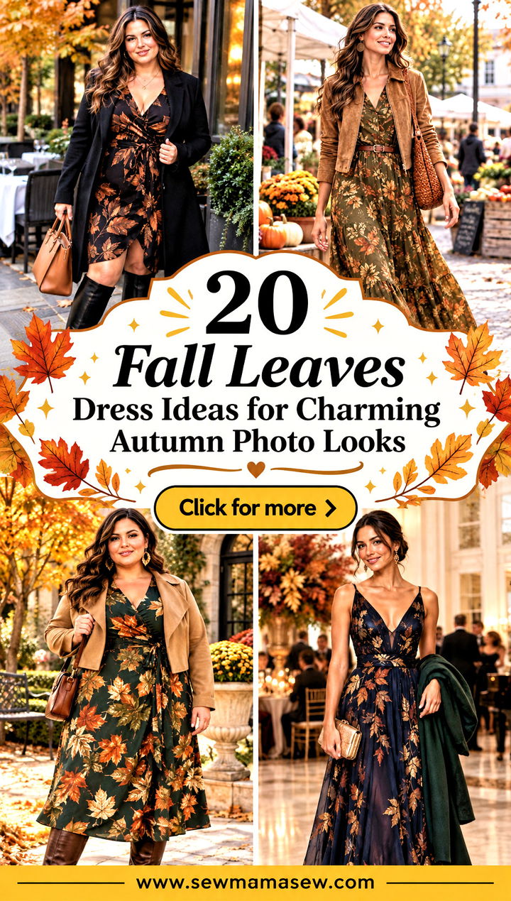 20 Fall Leaves Dress Ideas for Charming Autumn Photo Looks - 20 Fall Leaves Dress Ideas for Charming Autumn Photo Looks