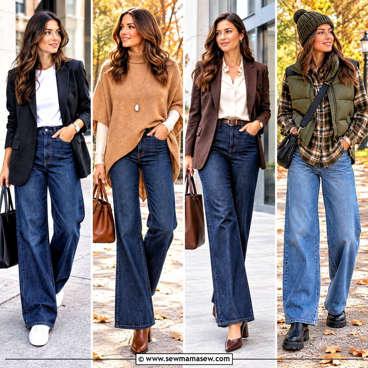 20 Fall Outfit Wide Leg Jeans Looks for Cozy Casual Days