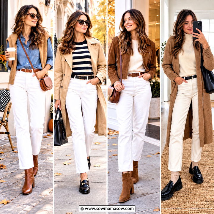 20 Fall Outfits With White Jeans for Crisp, Cozy Day Style