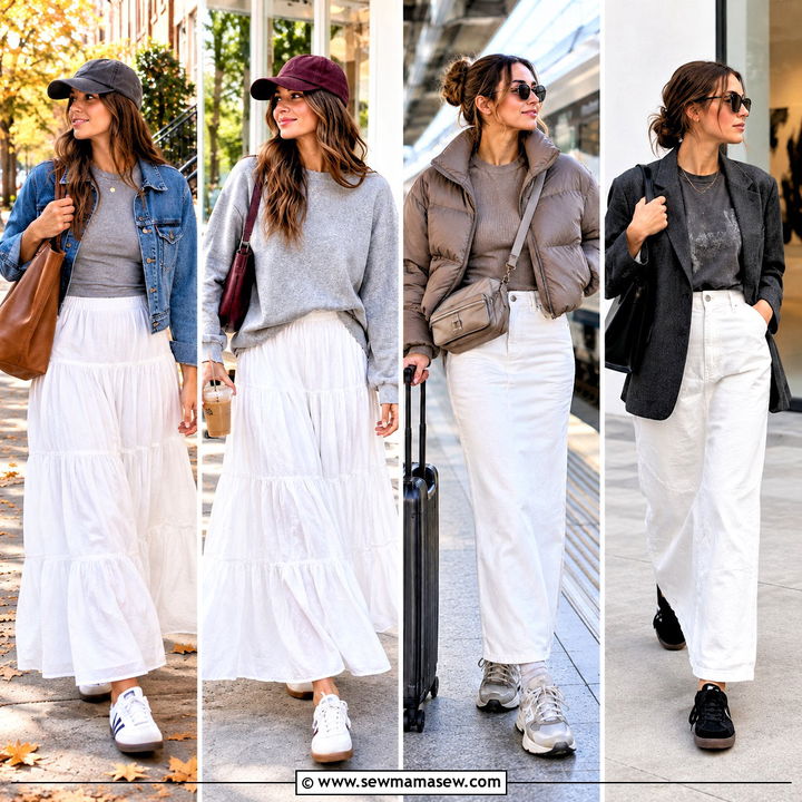 20 Fall White Maxi Skirt Outfits for Effortless Cozy Style