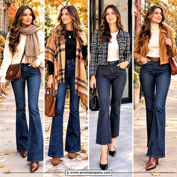 20 Flare Jeans Outfit Autumn Ideas for Cozy Weekend Style