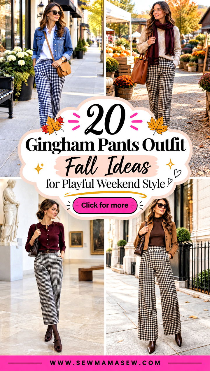 20 Gingham Pants Outfit Fall Ideas for Playful Weekend Style - 20 Gingham Pants Outfit Fall Ideas for Playful Weekend Style