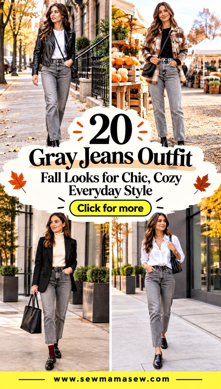 20 Gray Jeans Outfit Fall Looks for Chic Cozy Everyday Style - 20 Gray Jeans Outfit Fall Looks for Chic, Cozy Everyday Style