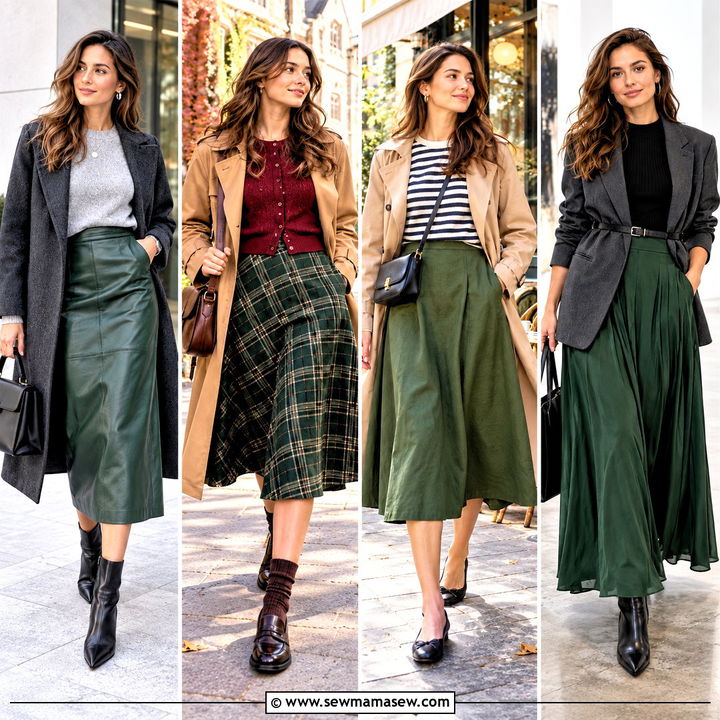 20 Green Skirt Fall Outfit Ideas for Chic, Cozy Office Style