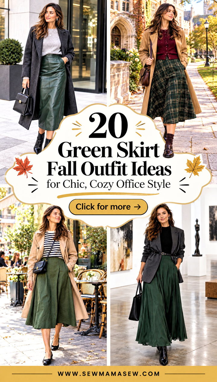 20 Green Skirt Fall Outfit Ideas for Chic Cozy Office Style - 20 Green Skirt Fall Outfit Ideas for Chic, Cozy Office Style